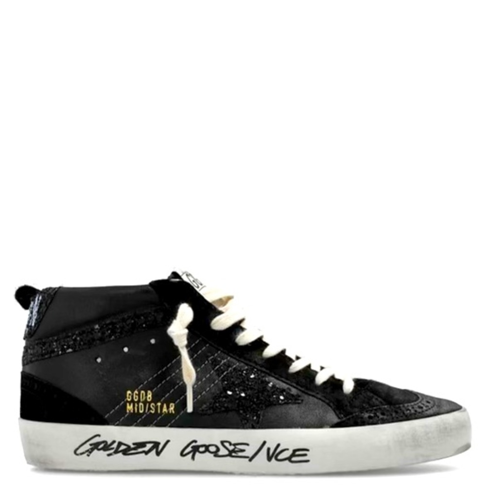**SOLD**Golden Goose Deluxe Brand Mid Stars 37 black glitter calfskin and suede